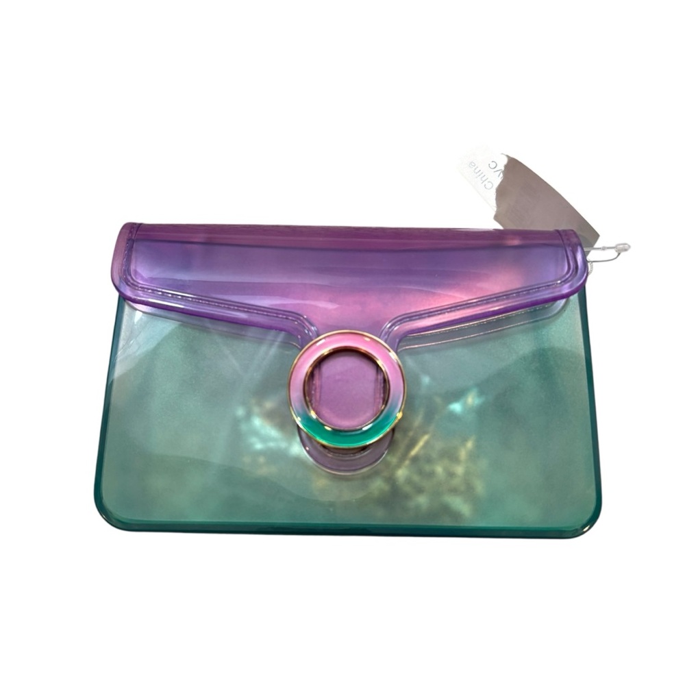 Brand new with Tags PVC Purple and‎ Green Purse with Gold Chain Strap